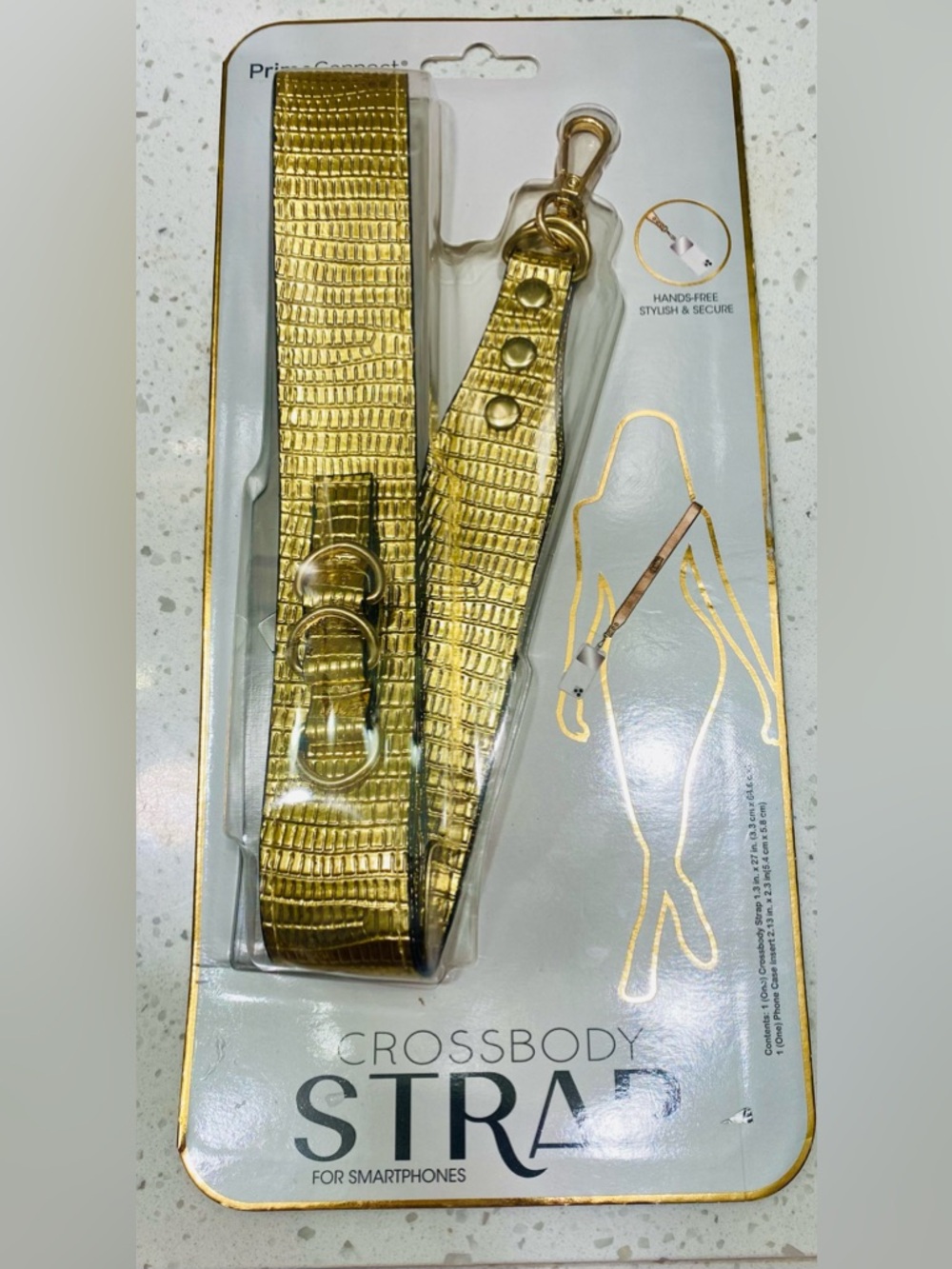 Crossbody Smartphones Strap Mettalic‎ Gold-NEW